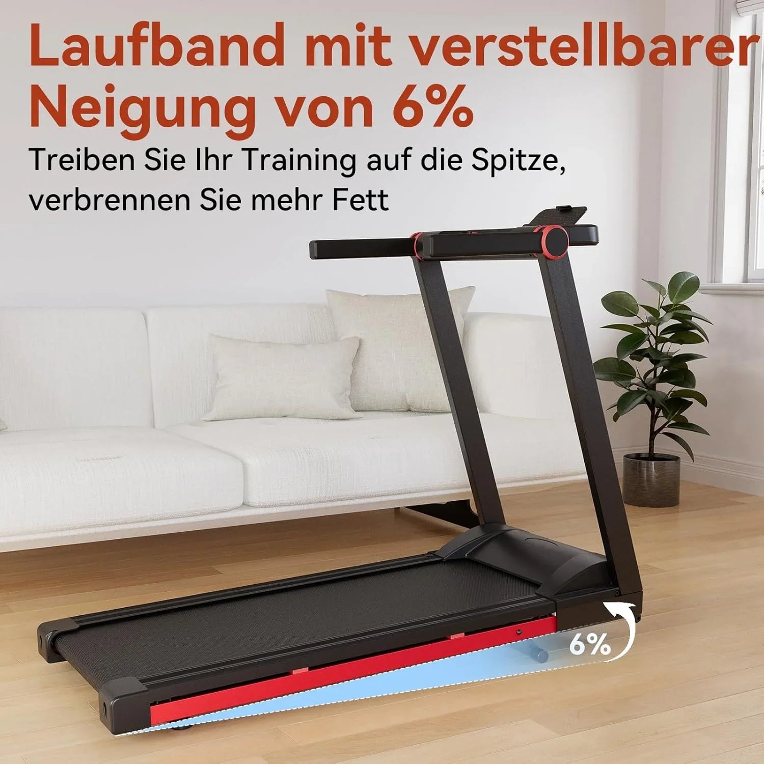 3.5HP Foldable Treadmill Walking Pad 350 lb (158 kg) Capacity 6% Incline 10 MPH/16 KPH LCD & App for Home Office